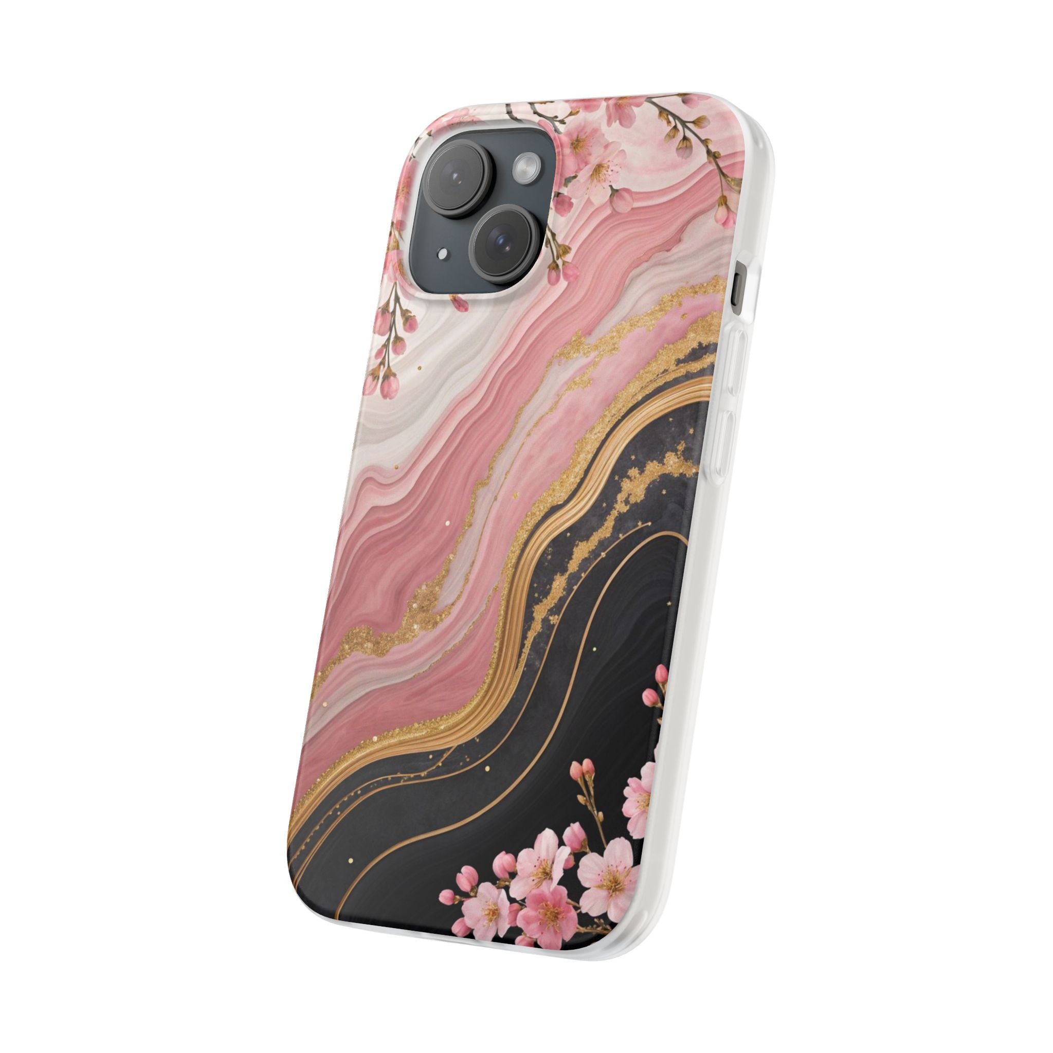 Marbel With Floral Phone Case