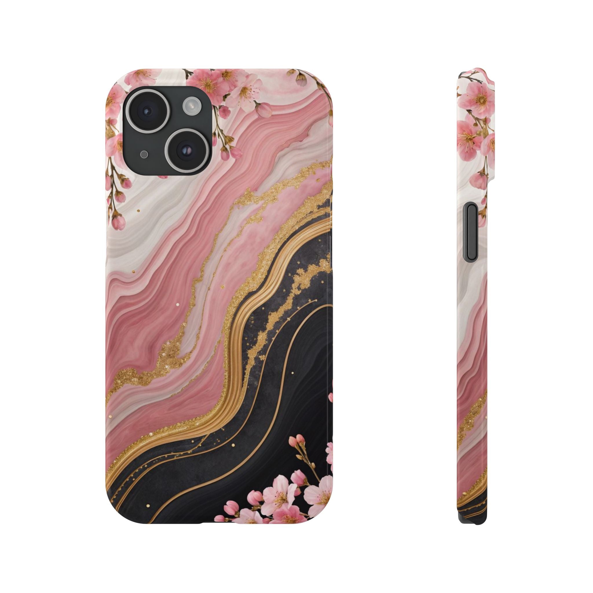 Marbel With Floral Phone Case