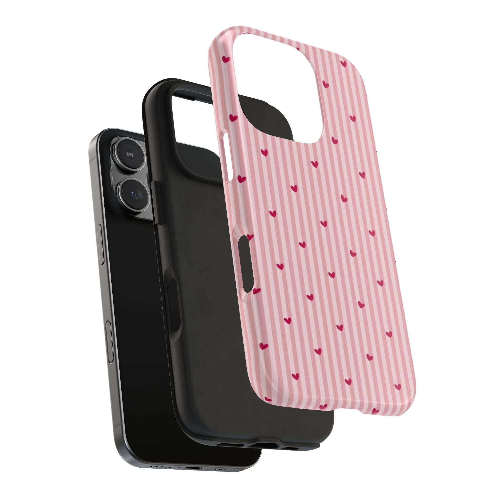 Aesthetic pink stripped hearts Armoured Phone Case
