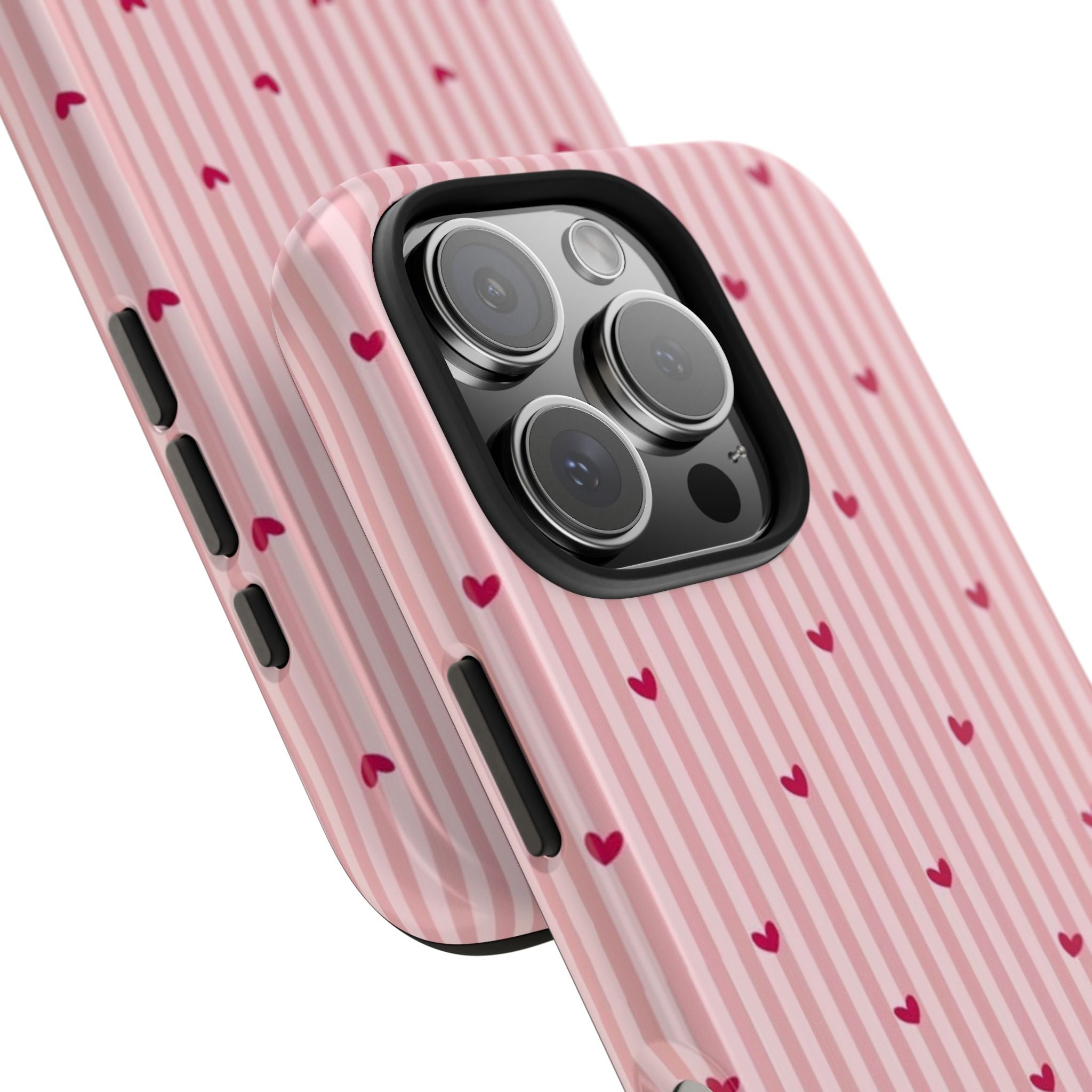 Aesthetic pink stripped hearts Armoured Phone Case