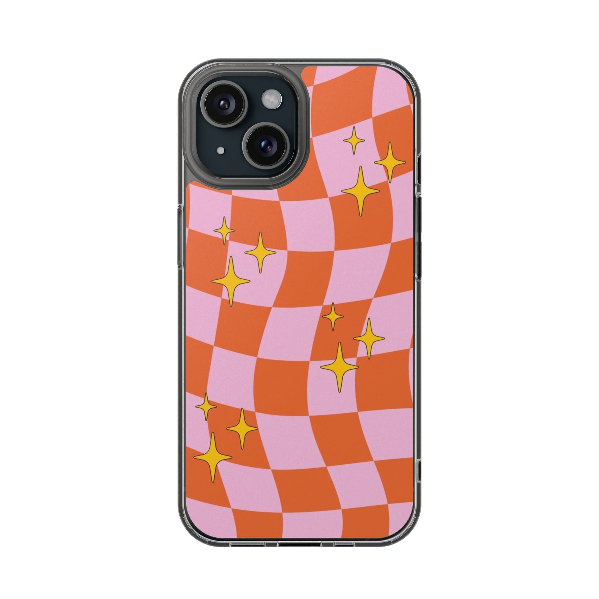 Orange checks with star Phone Case