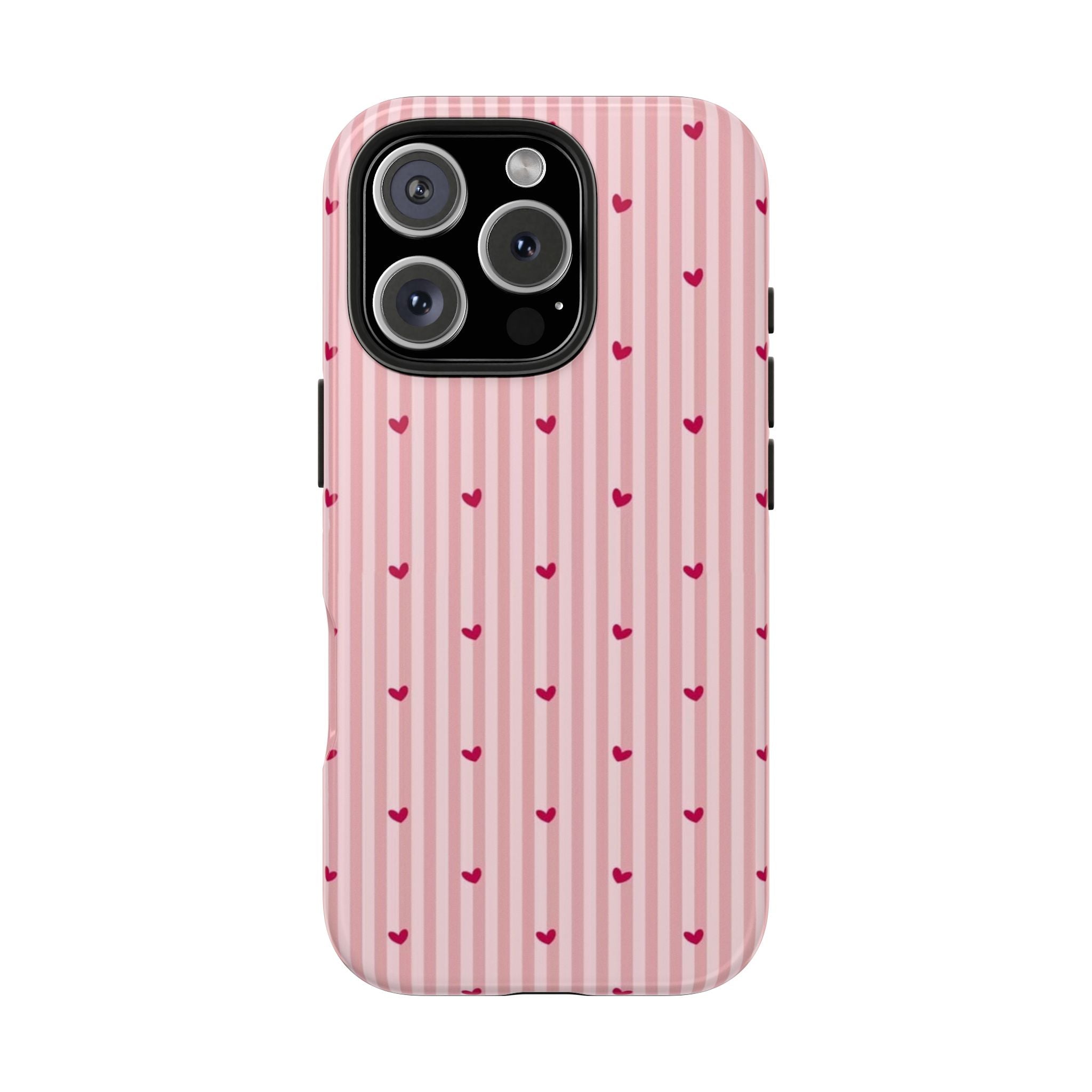 Aesthetic pink stripped hearts Armoured Phone Case