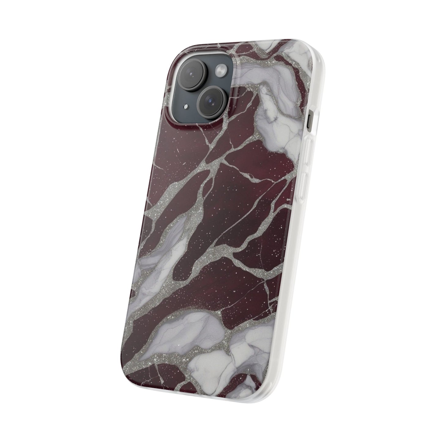 Maroon & White Marble Phone Case