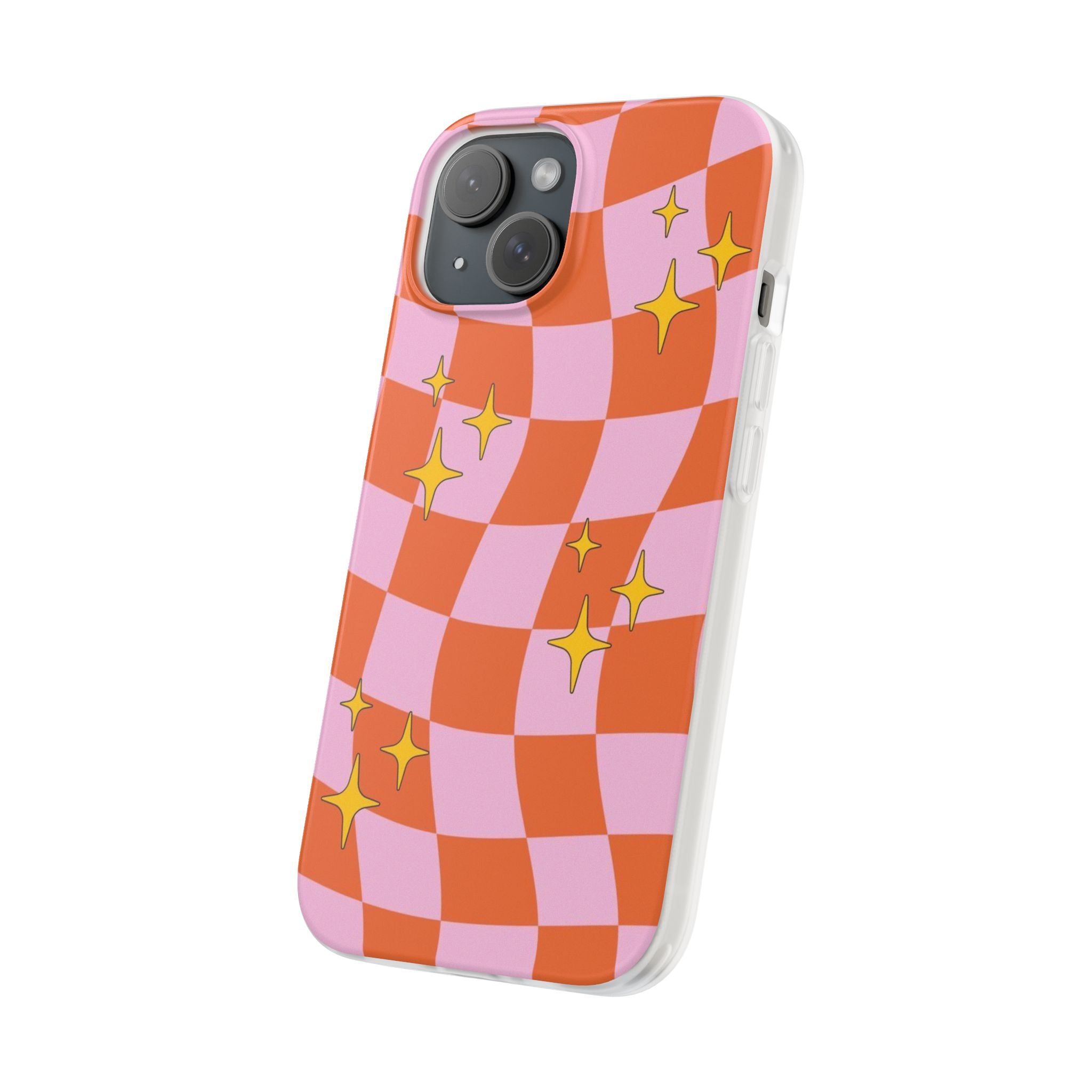 Orange checks with star Phone Case