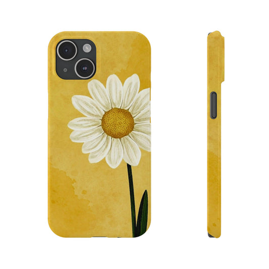 White Daisy on yellow Phone Case