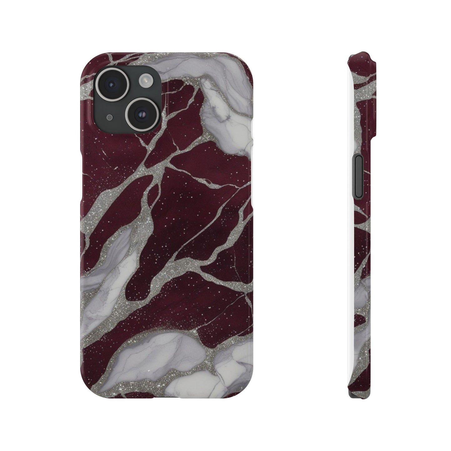 Maroon & White Marble Phone Case