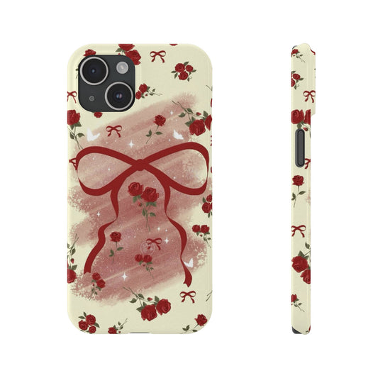 Red Bow With Roses Phone Case