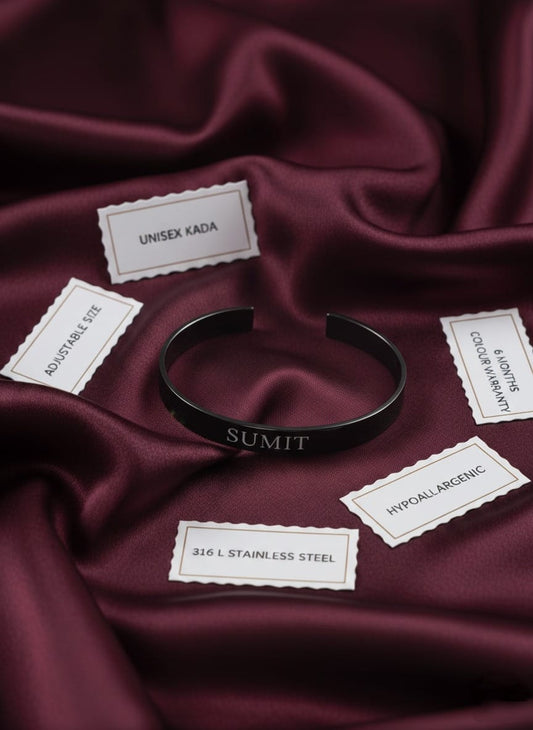 Unisex Black Premium Personalised Kada